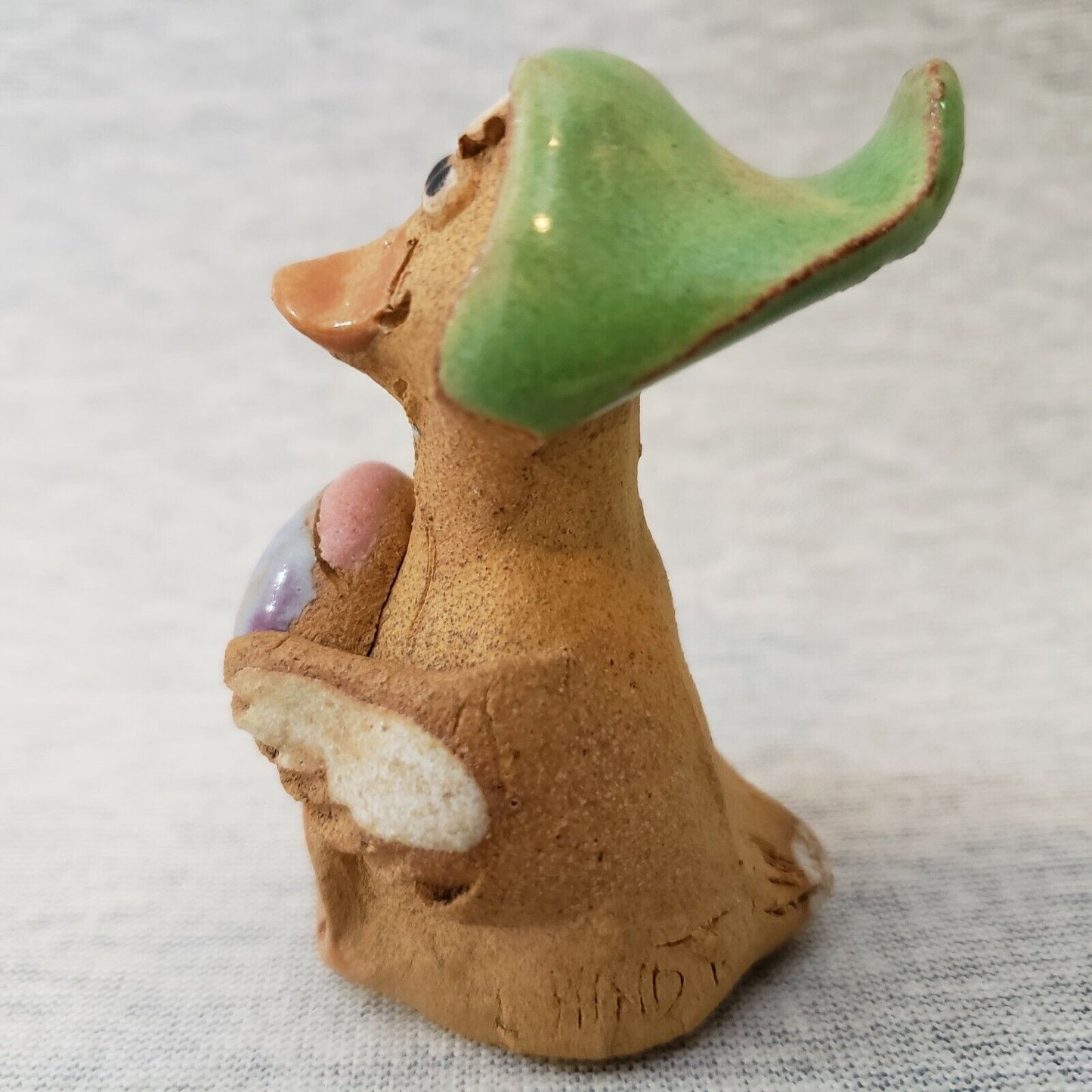 Hindt Mini Easter Duck Scarf Figurine Hand Painted Artist Signed 1970s