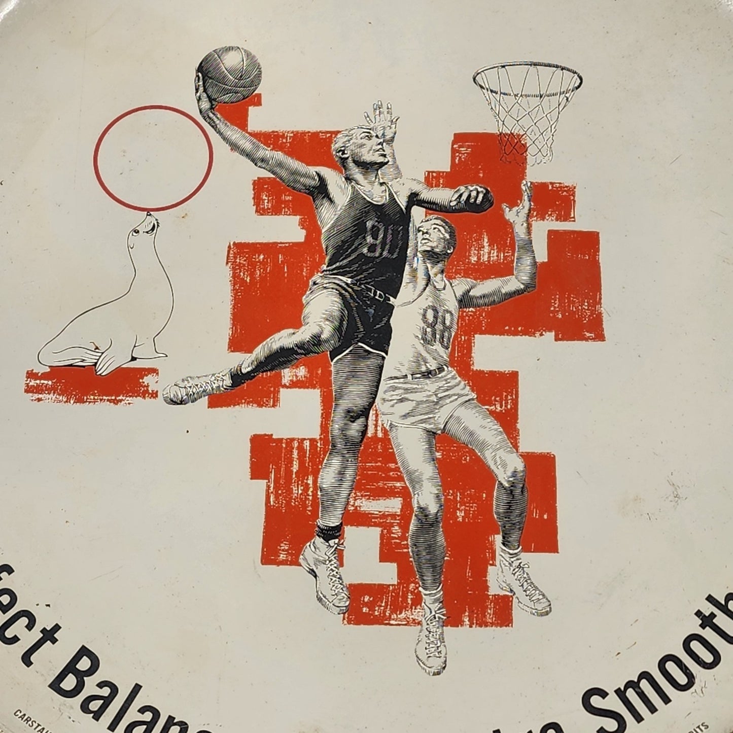Carstairs White Seal Metal Serving Tray Basketball Whiskey Distillery Vintage