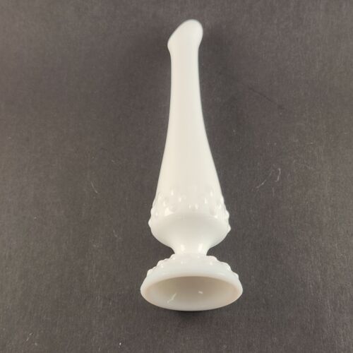 Fenton Milk Glass Swung Hobnail Pattern Footed Bud Vase White Vintage 9" Tall