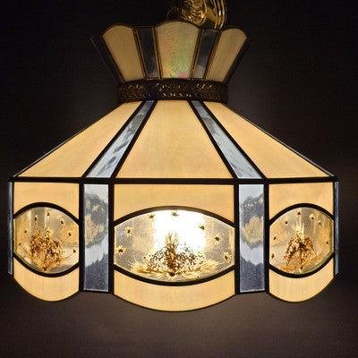 Blue and White Slag Stain Glass Hanging Tiffany Chandelier Single Socket Wired