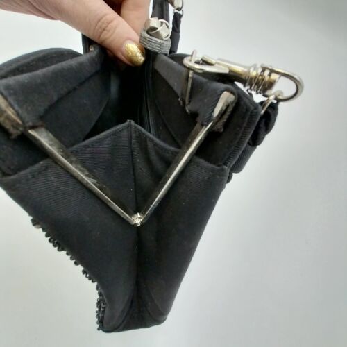 Gino Aldrovandi Black Sparkly Evening Purse with Rhinestones Shoulder Bag 10"x6"