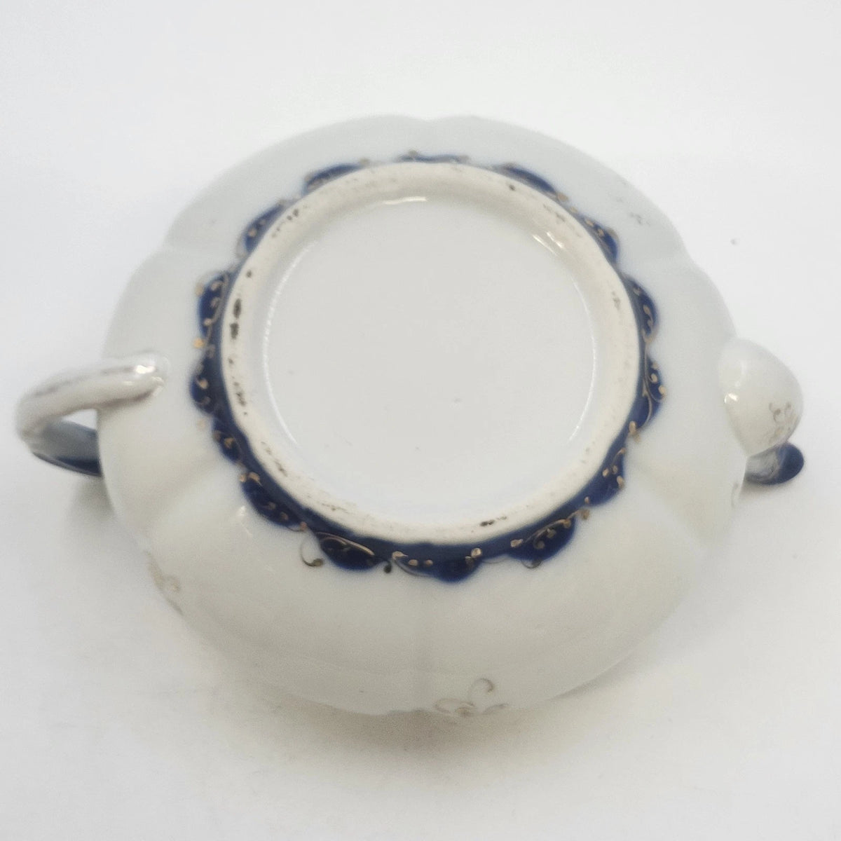 Hand Painted Porcelain Teapot 7.5"Pink Roses Cobalt Blue Gold Accents w Lid Vtg