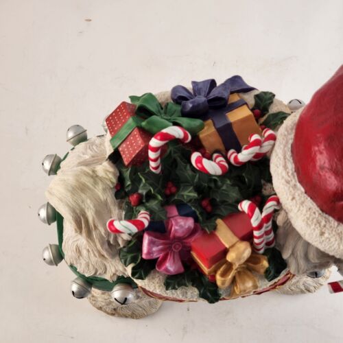 White and Red Danbury Mint Christmas Bichon Frise Large Santa Dog Figurine