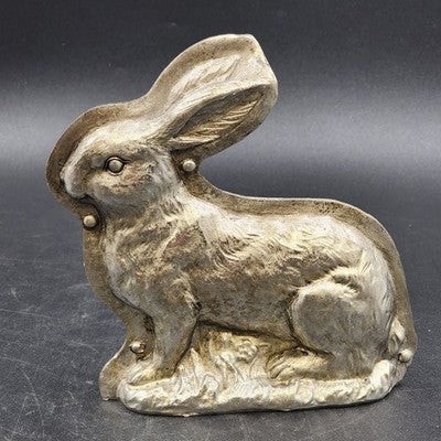 Easter Bunny Rabbit Decor Figurine Faux Silver Metal Chocolate Candy Mold