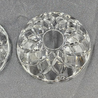 2 Pressed Glass Bobeche Chandelier Part Cups 4" Scalloped Edge