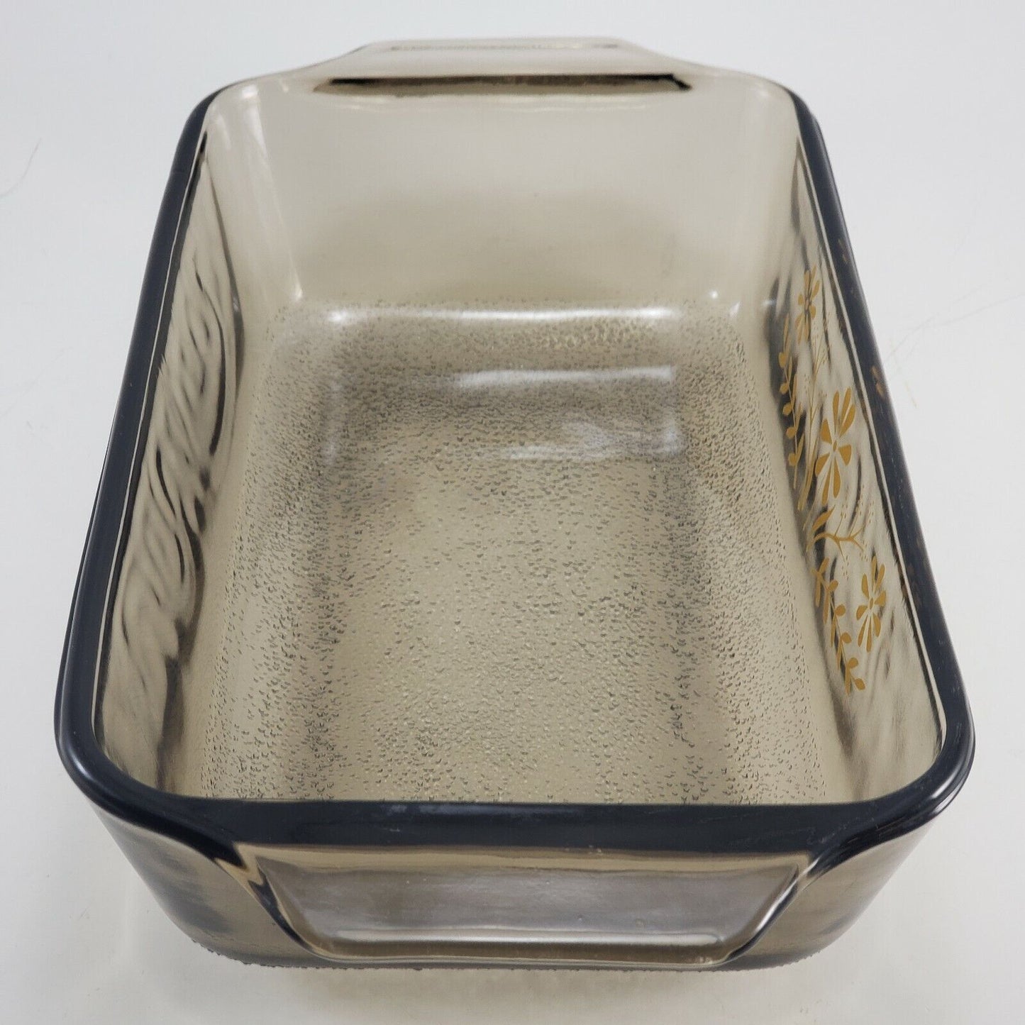 Jeannette Glasbake Loaf Pan Amber Yellow Daisy Pattern Textured Bottom 9" x 5½"