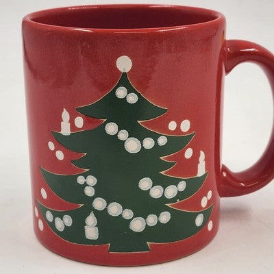 Waechtersbach Red Christmas Tree Mug 12oz West Germany Ceramic 4" Tall