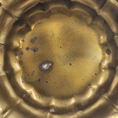 Art Deco Ornate Three-Footed Brass Round Bowl Scalloped Edge Vintage 6.75"