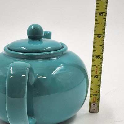 Pristine Blue Green Ceramic Teapot 16oz 4.5"H Glossy Kitchen China Serveware
