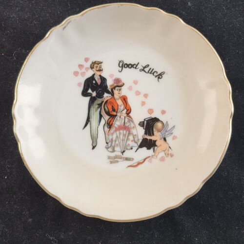 Vintage Dresser Plate Tray Victorian Couple Baby Angel Camera Love Scene