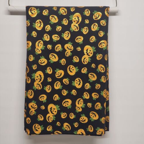 Black and Orange Halloween Pumpkin Pattern Linen Tablecloth 104 x 43 Inches