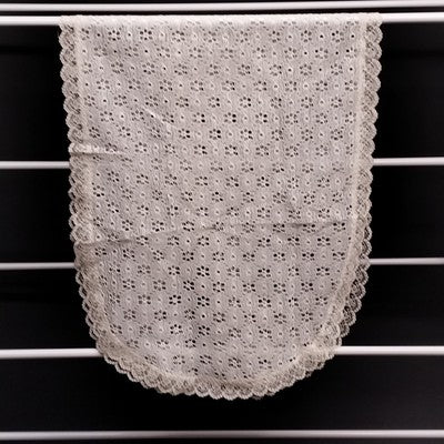 Matching White Table Runner w Two Round Lace Crocheted Eyelet Ruffled Doilies