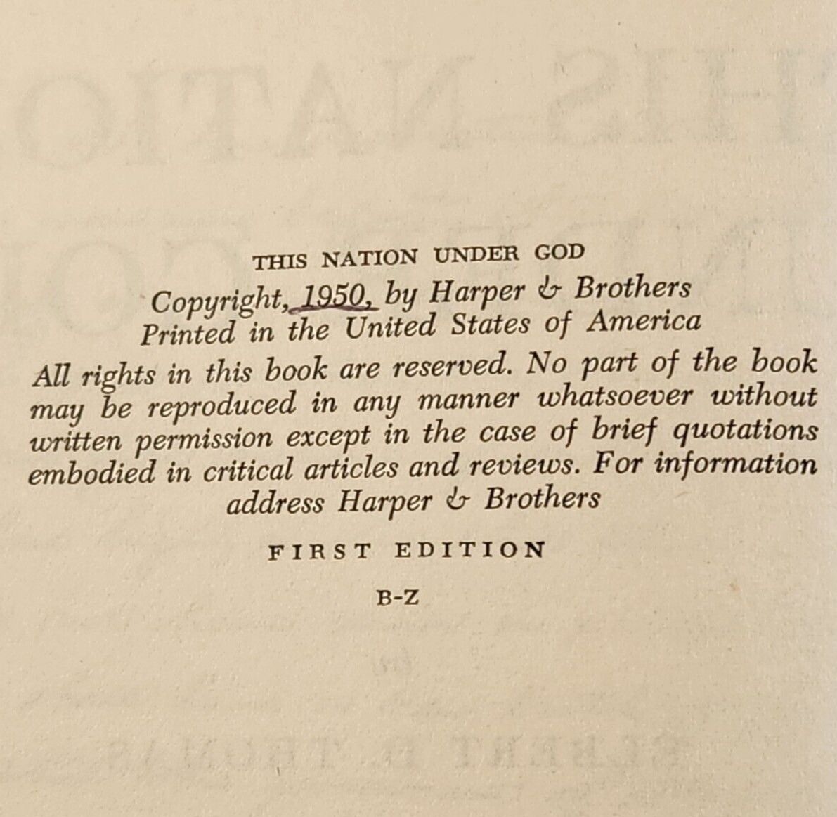 This Nation Under God Hardcover Book By Utah Senator Elbert D. Thomas