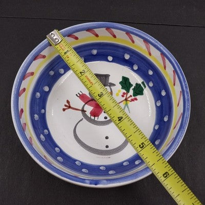 Soup Cereal Bowl Present Tense Snowman Italy Home Artsy Christmas 5.75 Pottery