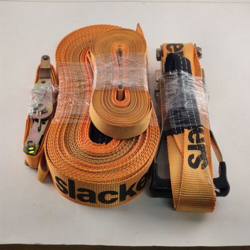 Slackers Slackline Kit Orange 50 Ft Straps Balance Training Kids Game Used w Bag
