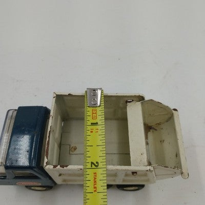 Tonka USA Blue & White Mini Garbage Truck 5.5" Long Pressed Steel 1970s Vintage