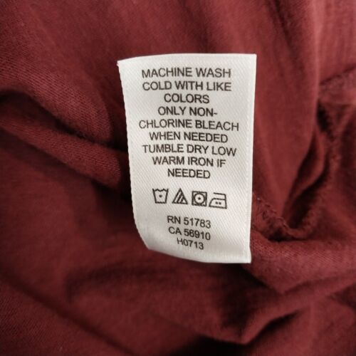 Flawless Maroon Henley T-Shirt Long Raglan Sleeve Crochet Lace Shoulder Size L