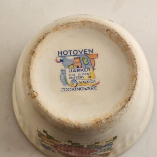Hotoven Harker Pottery 2" Cup Cross Stitch Pattern Silver Rim Vintage
