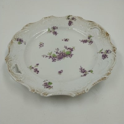 Limoges Bassett Austria Serving Platter Violet Floral Flower with Gold Tone Edge