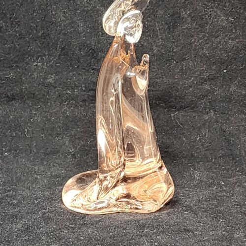 ICET Murano Pink Virgin Mary Madonna Kneeling Glass Figurine Handblown 4.5" Tall