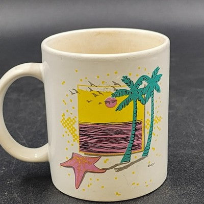 Myrtle Beach White Coffee Mug Cup 3.75" Vacation Souvenir Ocean Palm Tree Handle
