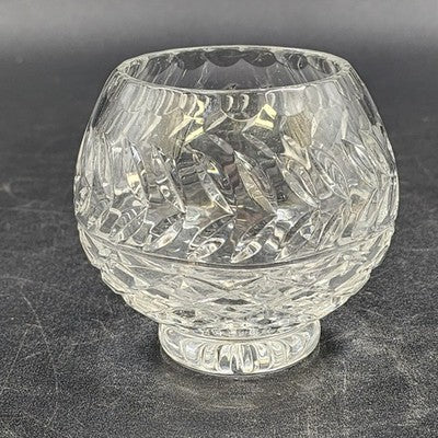 24% Lead Crystal Bowl Vase Hand Cut Clear Round 3.25" Footed Poland
