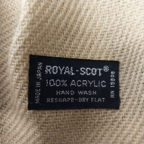 Royal-Scot Tan Neck Scarf 100% Acrylic Soft Warm Fringe 49"x12" Unisex