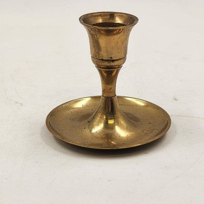 Solid Brass Gold Tone Candlestick Candle Hlder 2.5" x 3" Made in India Vintage