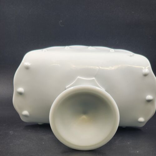 Indiana Teardrop Pattern White Milk Glass Vintage Footed Banana Fruit Bowl 11"L