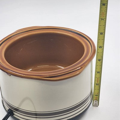 Vintage Rival Crock-Ette Slow Cooker – Model 3205 – 1 Quart – Tan & Brown Stoneware – Tested & Working