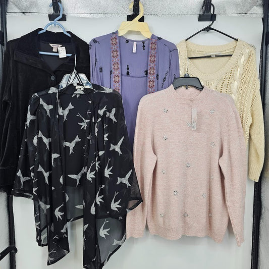 5 Ladies Tops Sweater Jacket Size XL Elle Lauren Conrad Black Rainn Xhilaration
