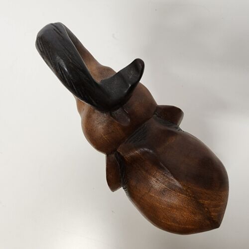 Wood Carved Elephant Painted and Stained Standing Vintage 10" L x 4½" W x 11" H