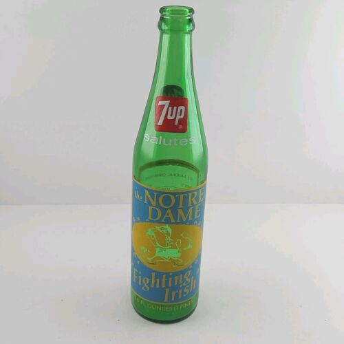 7UP bottle Notre Dame Fighting Irish National Champs Glass Sugar Bowl 1973
