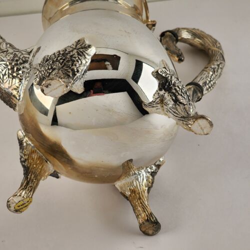 Coffee Server Set Silver Plate Grapevine Pattern with Sugar Creamer Vintage NOS