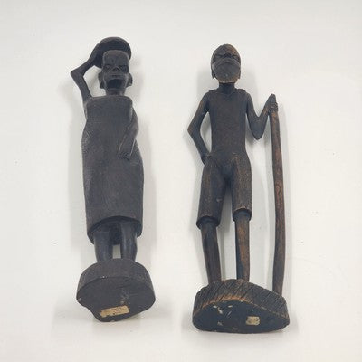 Hand Carved Ebony Tribal African Kenyan Man Woman Figurine 15"