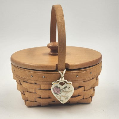 Longaberger Horizon Of Hope Basket w Lid Classic Stain 1999 American Cancer Soc