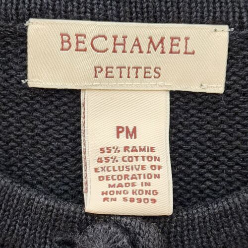 Bechamel Petites Cardigan Women's Sweater Size M Black Embroidered Floral Design