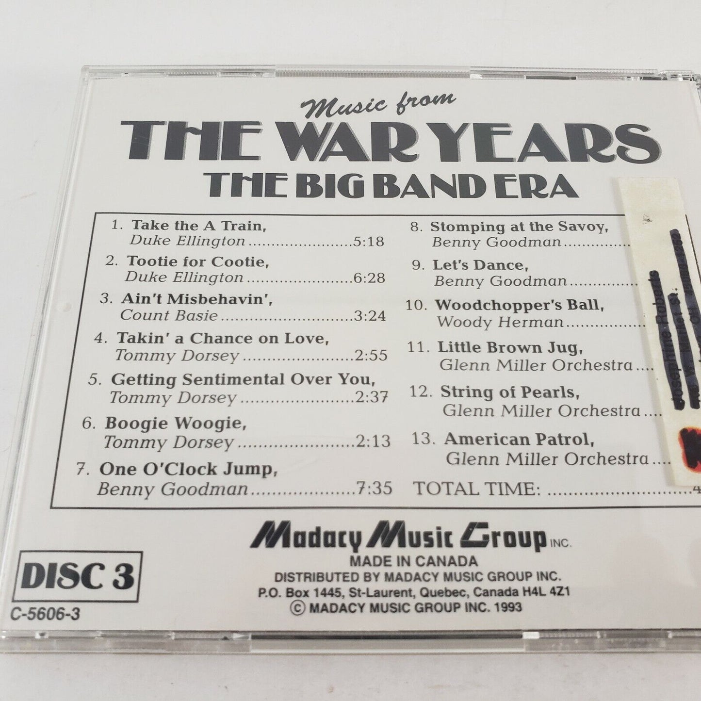 Music From The War Years Big Band Era 3 CD Set Glenn Miller Goodman