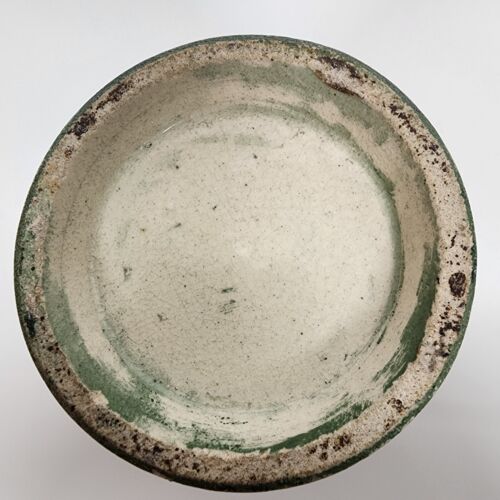 Emerald Green Cloisonne Enamel Floral Vase Blue Trim Skinny Handles 12.75" Vtg