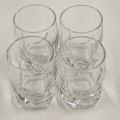 Set of 4 Italy Blown Crystal Ravel Liqueur Wavy Shot Glass Luigi Bormioli 2.5oz