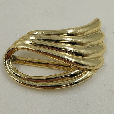 Swirled Gold Tone Metal Pastelli Scarf Tie Holder Clip 2"x1" Signed Vintage