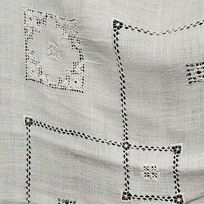 White Tablecloth Cutwork Drawn Thread Hardanger Embroidery Design Square 32"x32"