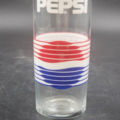 Clear Diet Pepsi One Calorie Clear Glass w Classic Logo Design 10oz Vintage 60's