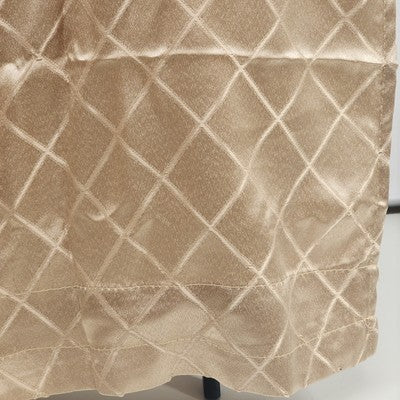 Smooth Light Golden Beige Woven Diamond Pattern Two Rod Curtain Panels 82"x38"