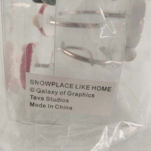 Snowplace Like Home Bath Shower Curtain Hooks Holiday Christmas Snowman NIB