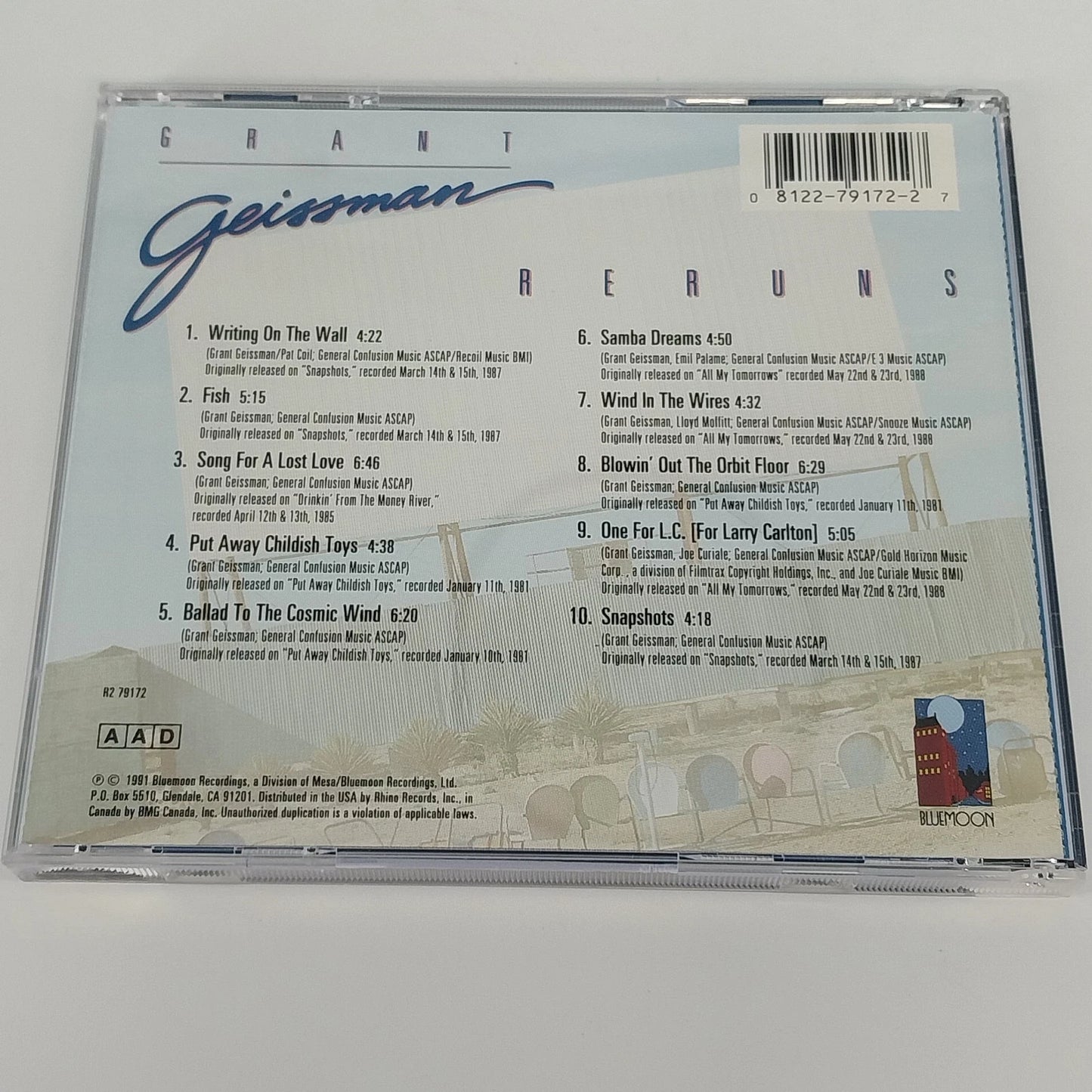 Grant Geissman Reruns CD 1991 Bluemoon Mesa Smooth Jazz Contemporary Jazz USA