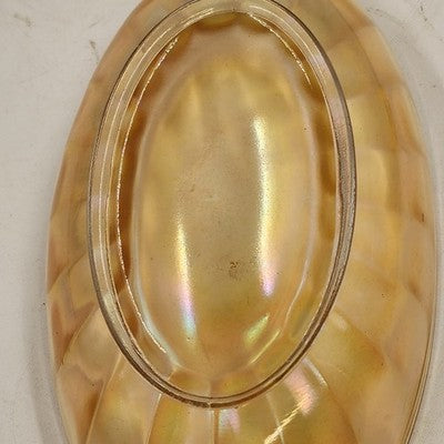 Jeannette Iridescent Carnival Glass Marigold Bowl Twin Clear Handle Large 10.5"