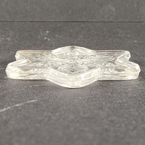 3 Vintage Fostoria Glass Lead Crystal Clear True Holly Christmas Ornaments 3½"