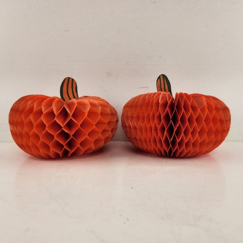 4 Pc Halloween Scarecrow Pumpkin Hard Plastic Honeycomb Paper Decoration 1970's