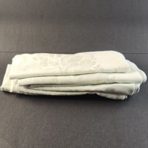 Set of 8 Cloth Napkins w Flower Design Vintage Silky Ivory Square 17"x17"